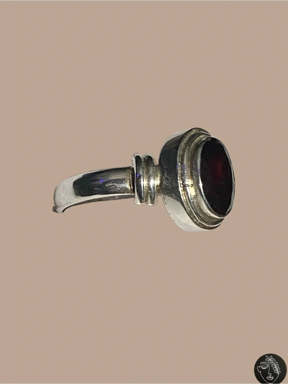 VTG NWT Sterling Silver 925 Red Garnet Solitaire Ring Size 5.5 Boho